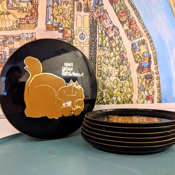 Otagiri Other - Vintage Otagiri Laquer cat bar coasters